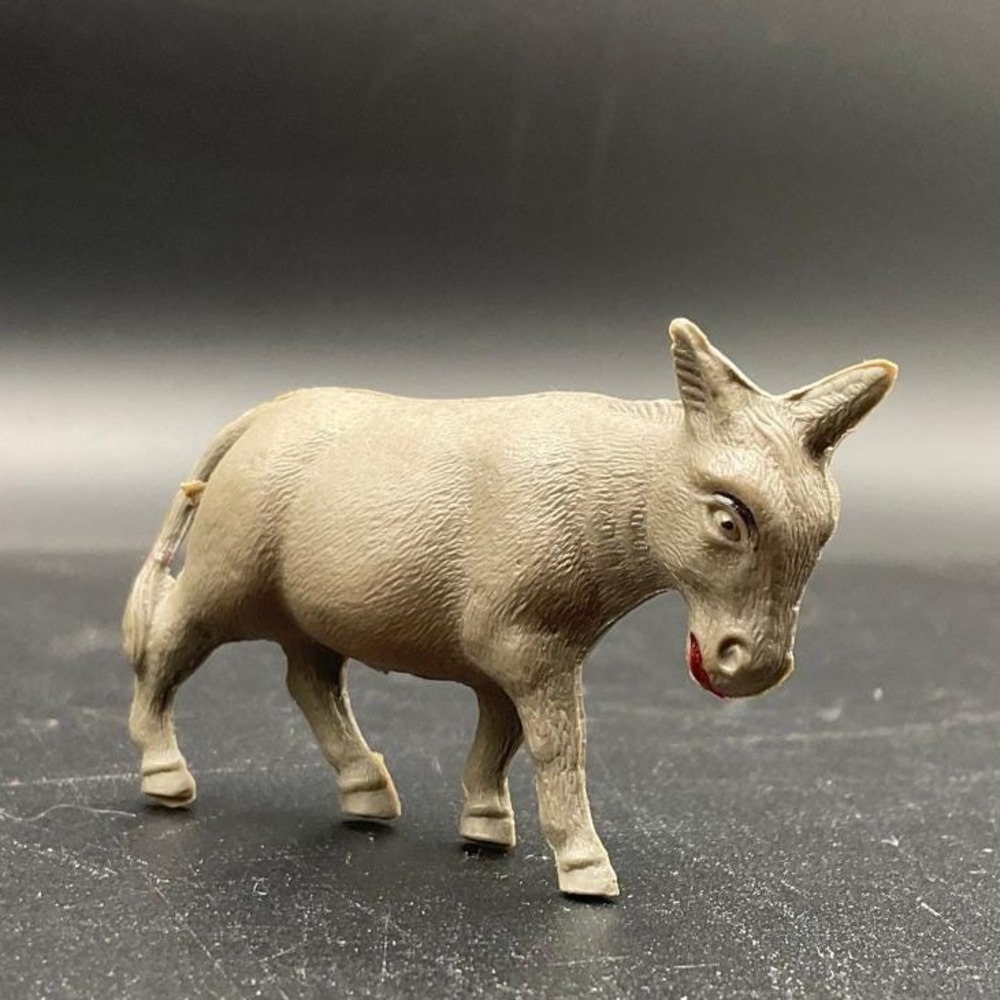 Vintage Plastic Donkey Figurine 3″ Farm Animal Toy Rustic Nativity Collectible
